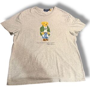 Polo Ralph Lauren Men's Grey Heather Polo Bear Prep Graphic Crew-Neck T-Shirt L